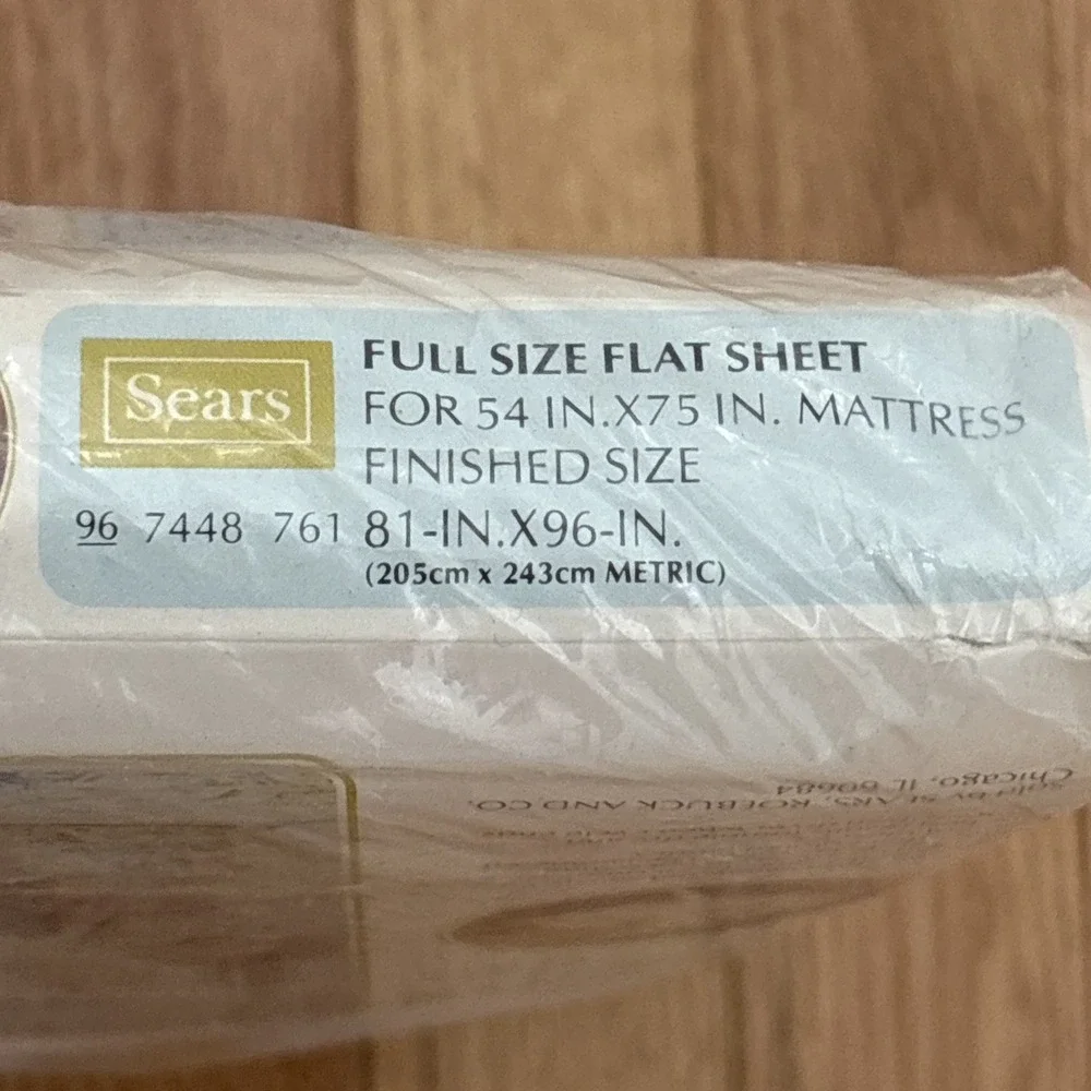 Vintage Sears Gallery Collection Watercolor Floral Flat Percale Full Size New
